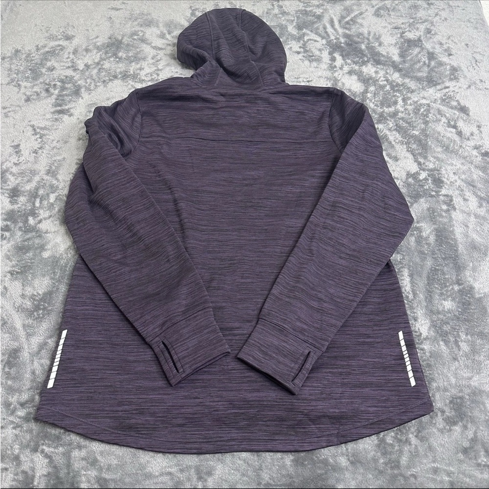 L.L. Bean Women's L REG Heathered Plum Zip Hoodie Thumb Holes Primaloft Fleece - Picture 2 of 13